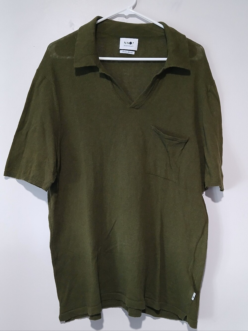 NN07 No Nationality Ryan Polo Olive Green Italian Yarn Knit Mens L